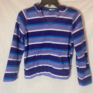 Girls The Children’s Place striped purple soft fleece hooded pullover L10/12